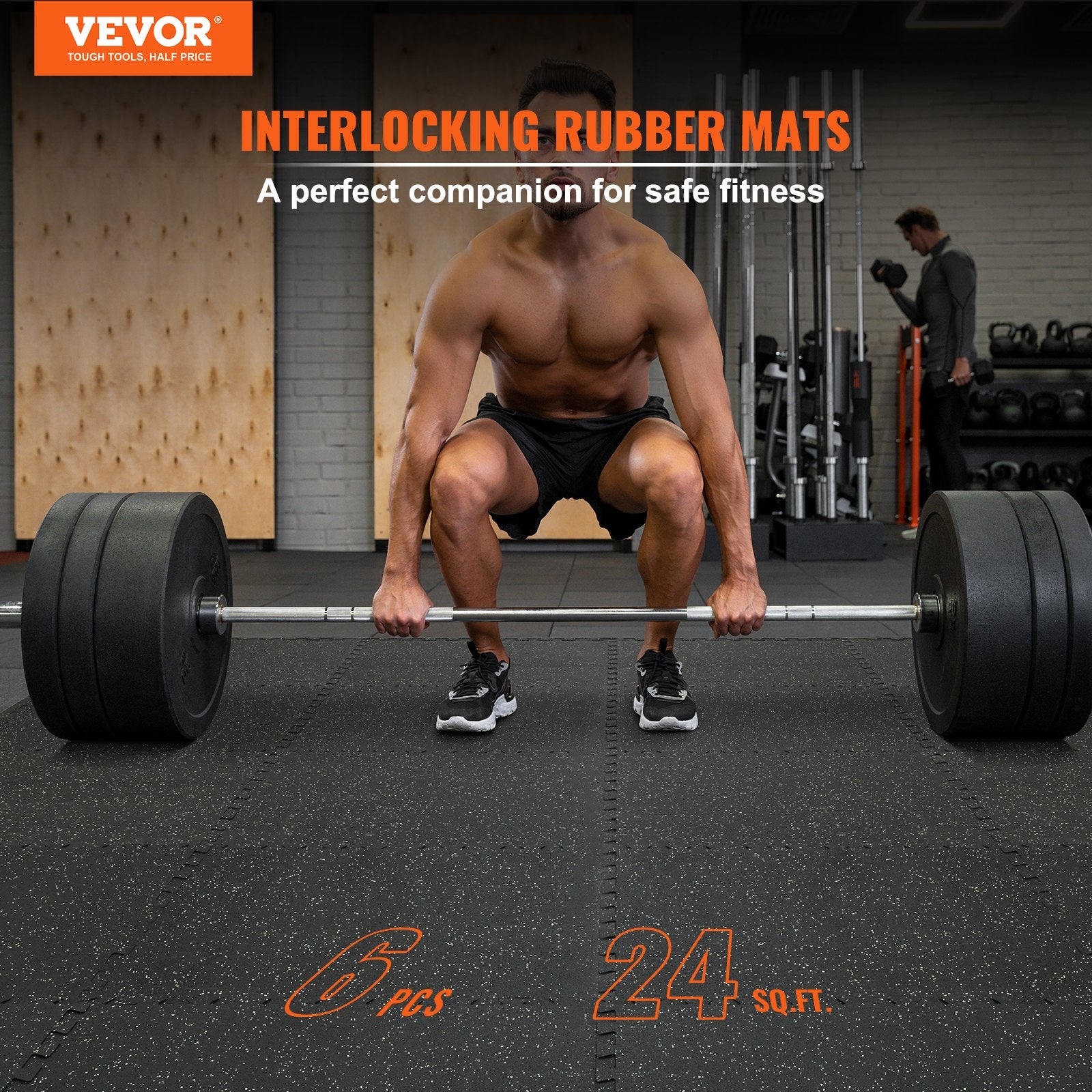 6 PCS 1/2 inch Thick Gym Floor Mats, 24" x 24" EVA Foam & Rubber Top Interlocking Workout Floor Mats with 24 V952-HSXJDDHDHDBDDTIMHV0