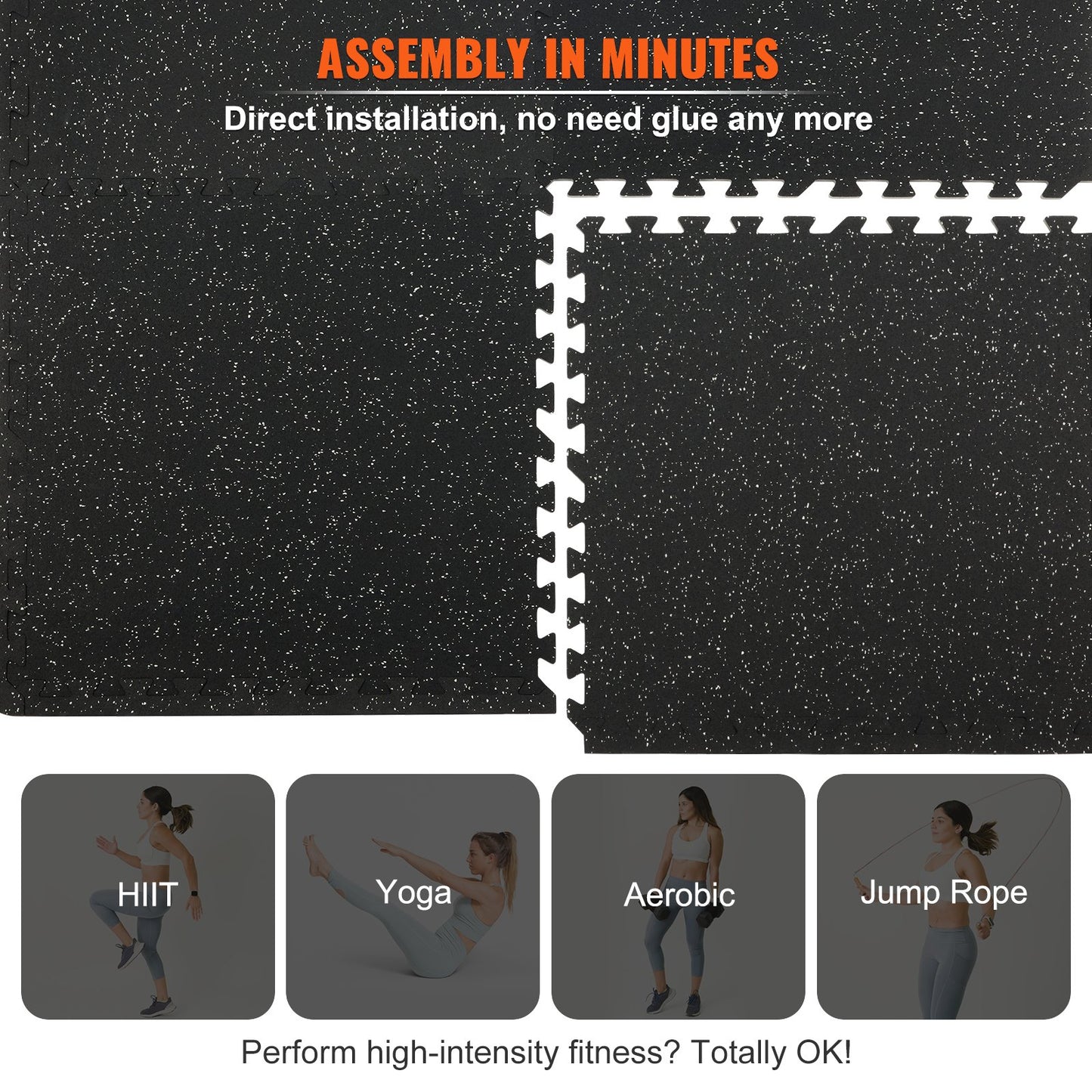 6 PCS 1/2 inch Thick Gym Floor Mats, 24" x 24" EVA Foam & Rubber Top Interlocking Workout Floor Mats with 24 V952-HSXJDDHDHDBDDTIMHV0
