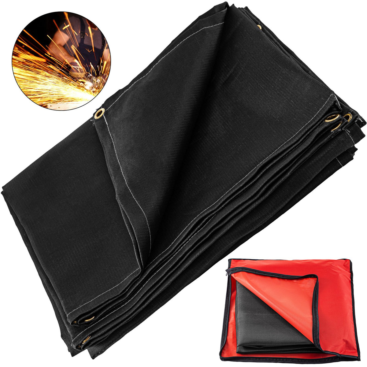 10 x 10 Ft Welding Blanket Black Fiberglass Blanket Portable Fiberglass Fire Retardant Blanket Welding Mat V952-HT10X10HS00000001V0