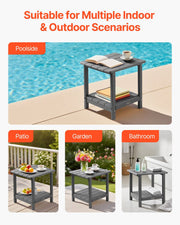 Outdoor Side Table, 450W x 380D x 440H mm, Double Layer HDPE Outside End Table for Easy Maintenance, V952-HWBZHDPEJXZMOR2RE001V0