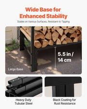 Firewood Rack with Waterproof Cover, 1.22m Outdoor Firewood Holder, 1/4 Cord Storage Metal Log Holder, 400lb V952-HWDCJ4FT20MMXR42A001V0
