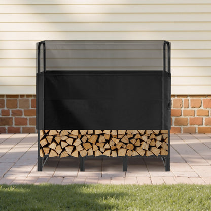 Firewood Rack with Waterproof Cover, 1.22m Outdoor Firewood Holder, 1/4 Cord Storage Metal Log Holder, 400lb V952-HWDCJ4FT20MMXR42A001V0