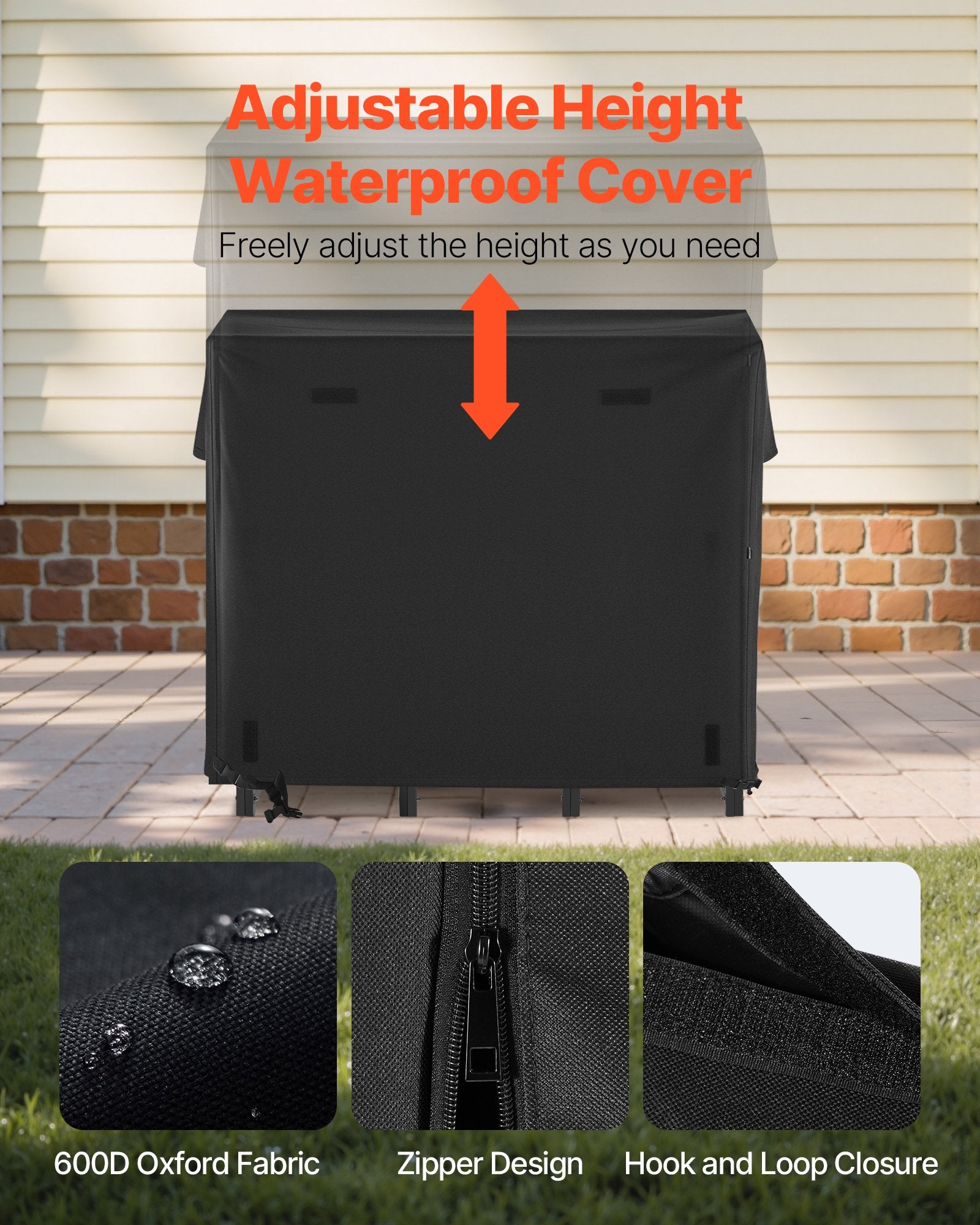 Firewood Rack with Waterproof Cover, 1.22m Outdoor Firewood Holder, 1/4 Cord Storage Metal Log Holder, 400lb V952-HWDCJ4FT20MMYL0PX001V0
