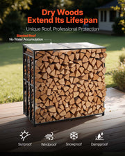Firewood Rack with Sloped Roof, 143cm Outdoor Firewood Holder, 1/4 Cord Log Storage Shed, 299kg Max Weight V952-HWDCJ4FT20MMZB5Q6001V0