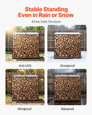 Firewood Rack with Sloped Roof, 143cm Outdoor Firewood Holder, 1/4 Cord Log Storage Shed, 299kg Max Weight V952-HWDCJ4FT20MMZB5Q6001V0