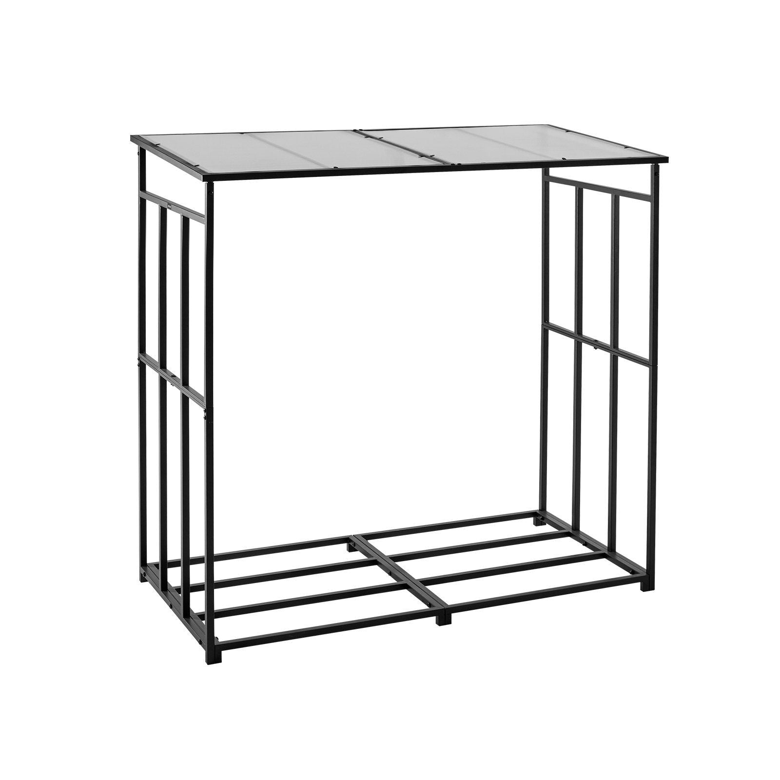 Firewood Rack with Sloped Roof, 143cm Outdoor Firewood Holder, 1/4 Cord Log Storage Shed, 299kg Max Weight V952-HWDCJ4FT20MMZB5Q6001V0