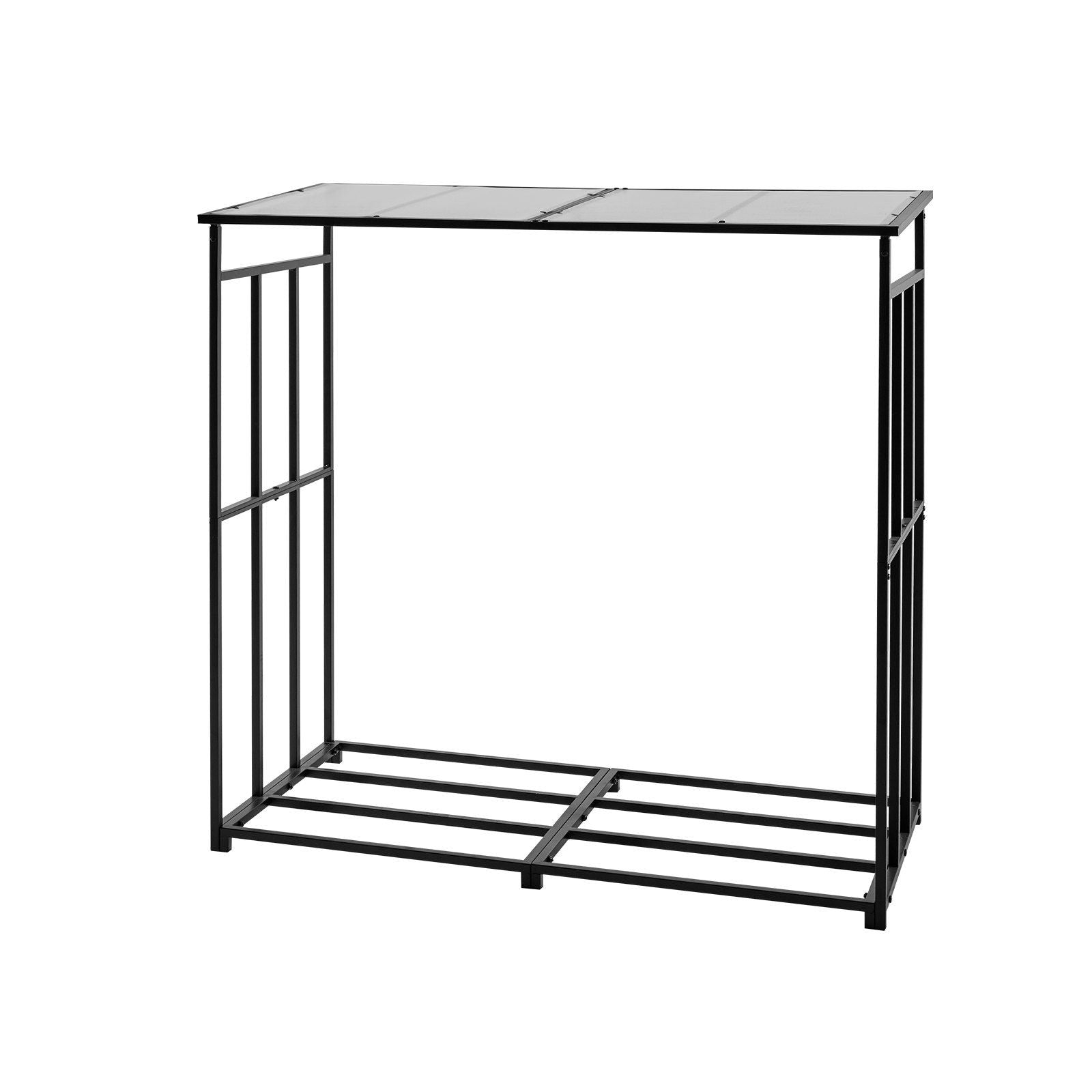 Firewood Rack with Sloped Roof, 143cm Outdoor Firewood Holder, 1/4 Cord Log Storage Shed, 299kg Max Weight V952-HWDCJ4FT20MMZB5Q6001V0