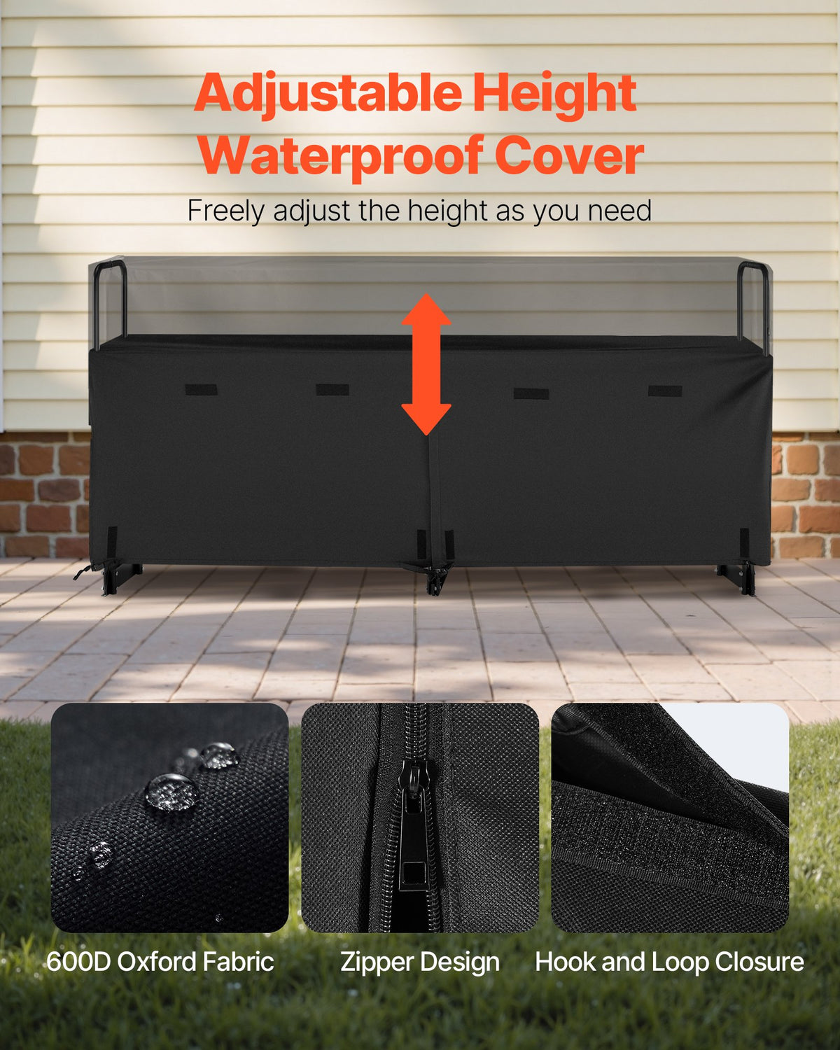 Firewood Rack with Waterproof Cover, 2.57m Outdoor Firewood Holder, 1/2 Cord Storage Metal Log Holder, 299kg V952-HWDCJ8FTPSYG1JYW6001V0
