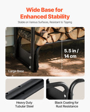 Firewood Rack with Waterproof Cover, 2.57m Outdoor Firewood Holder, 1/2 Cord Storage Metal Log Holder, 299kg V952-HWDCJ8FTPSYG1JYW6001V0