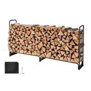 Firewood Rack with Waterproof Cover, 2.57m Outdoor Firewood Holder, 1/2 Cord Storage Metal Log Holder, 299kg V952-HWDCJ8FTPSYG1JYW6001V0