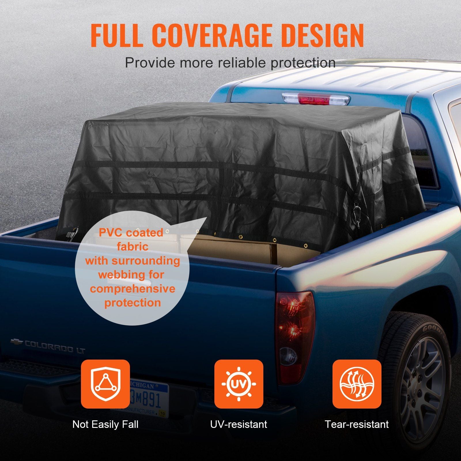Cargo Net, 3050 x 2670 mm, Heavy Duty Truck Cargo Net for Truck Bed, 4 Adjustable Straps with Carabiners and V952-HWGDWYMESHYFSTOU0V0