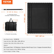 Cargo Net, 3050 x 2670 mm, Heavy Duty Truck Cargo Net for Truck Bed, 4 Adjustable Straps with Carabiners and V952-HWGDWYMESHYFSTOU0V0