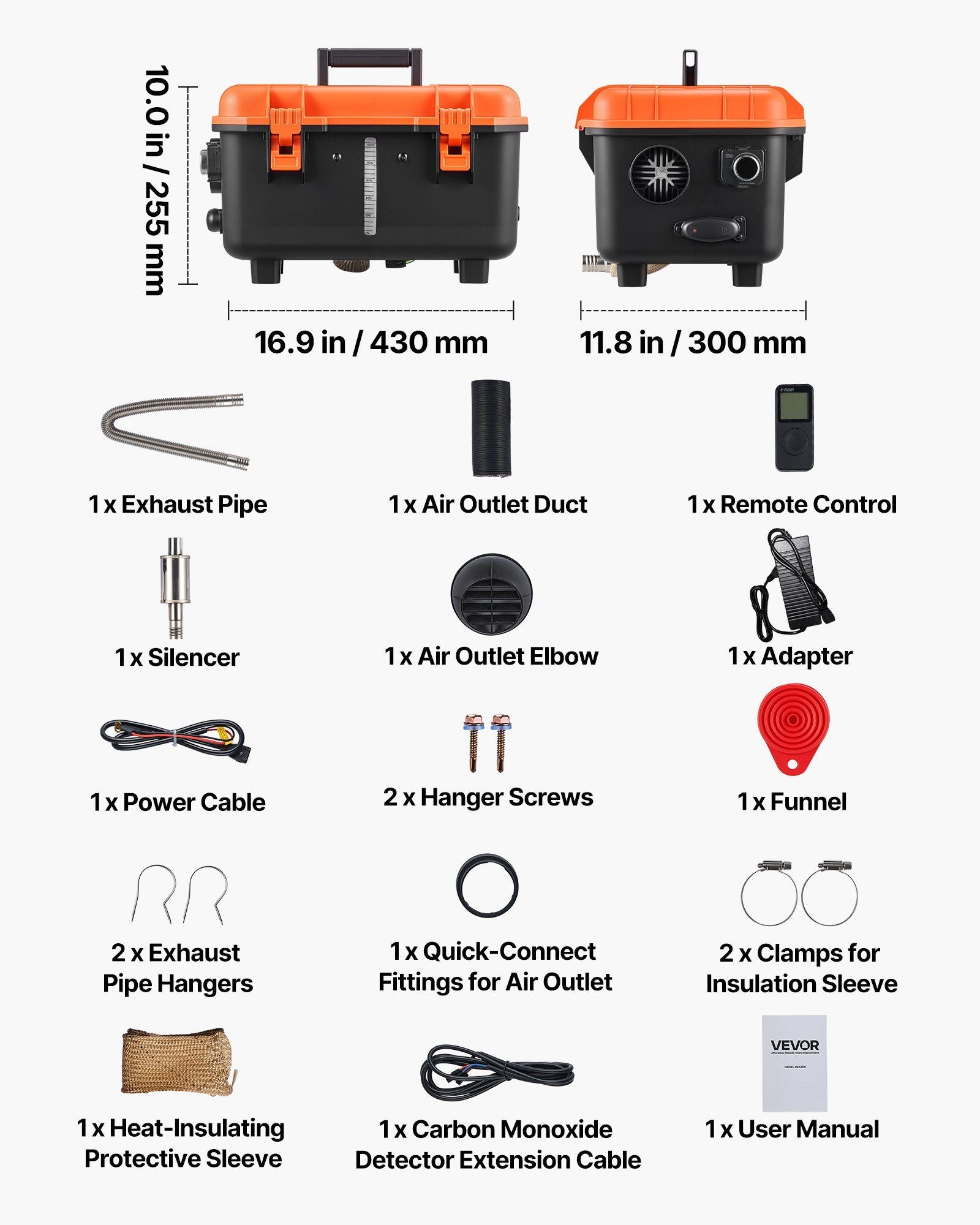 Diesel Heater, 8KW, DC 12V/24V, All in One Portable Diesel Air Heater with Remote Control and LCD Screen, V952-HWKCYJRQ25N19PQL1001V3
