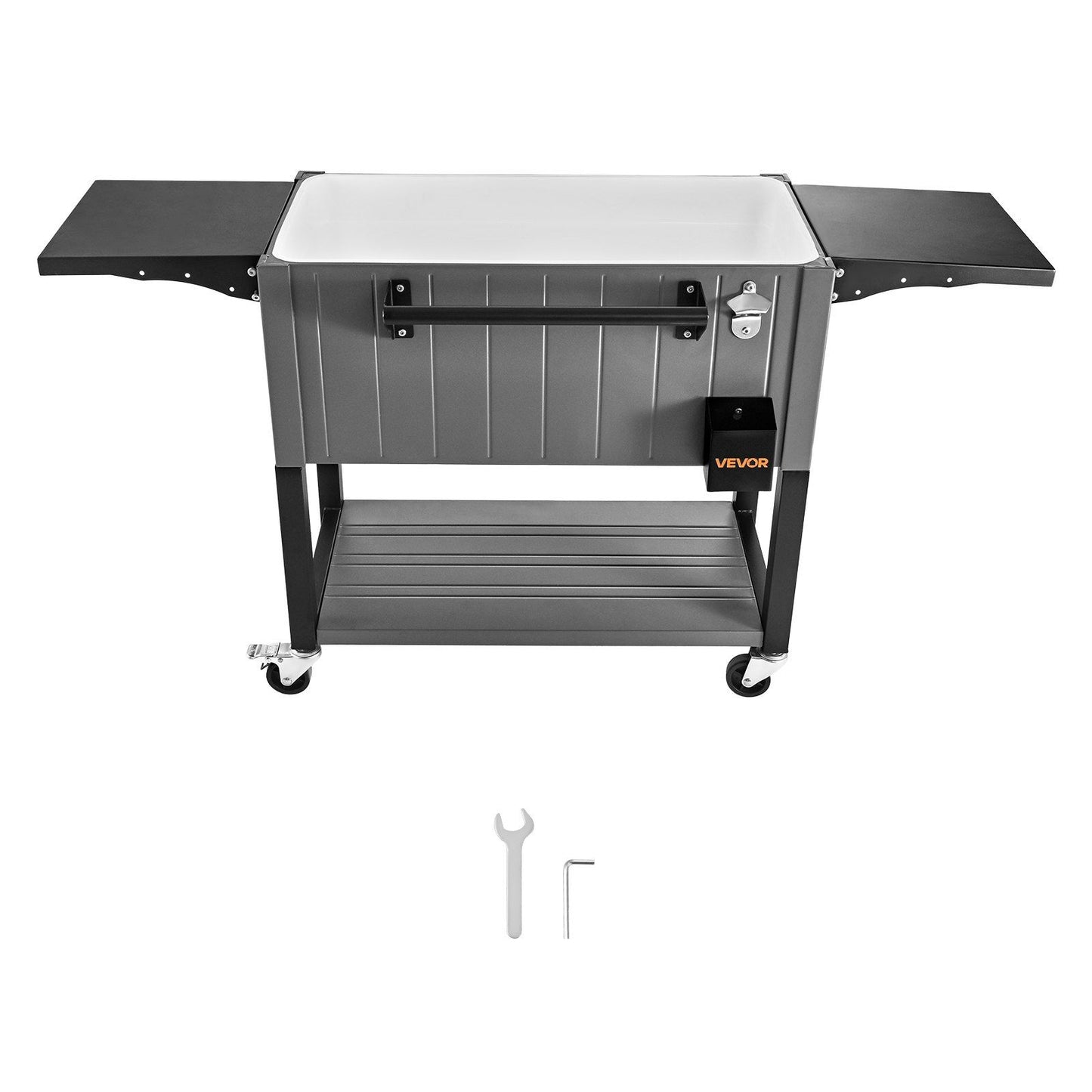 75.7L Rolling Ice Chest, Hold up to 50 Bottles / 110 Cans, Portable Patio Party Bar Drink Cooler Cart with V952-HWLQTCDZJHSHPA24Z001V0