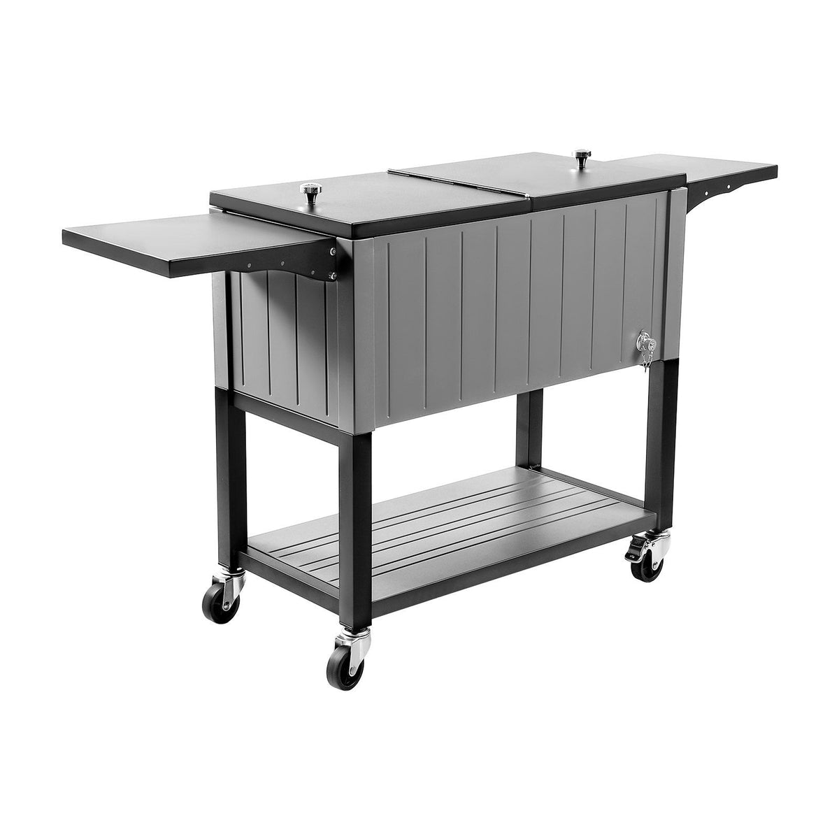 75.7L Rolling Ice Chest, Hold up to 50 Bottles / 110 Cans, Portable Patio Party Bar Drink Cooler Cart with V952-HWLQTCDZJHSHPA24Z001V0