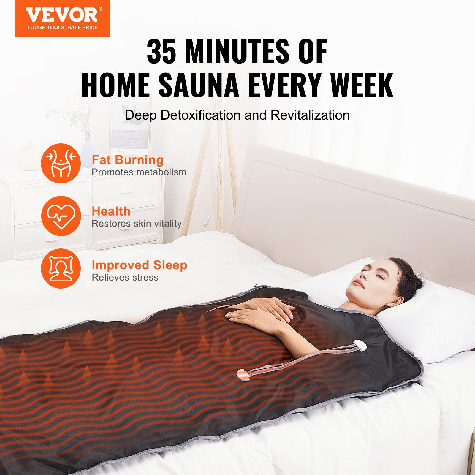 Sauna Blanket for Detoxification, Portable Far Infrared Sauna for Home, Oxford Sauna Bag w/ Arm Holes & V952-HWSNTNJB3171TLJS8V3