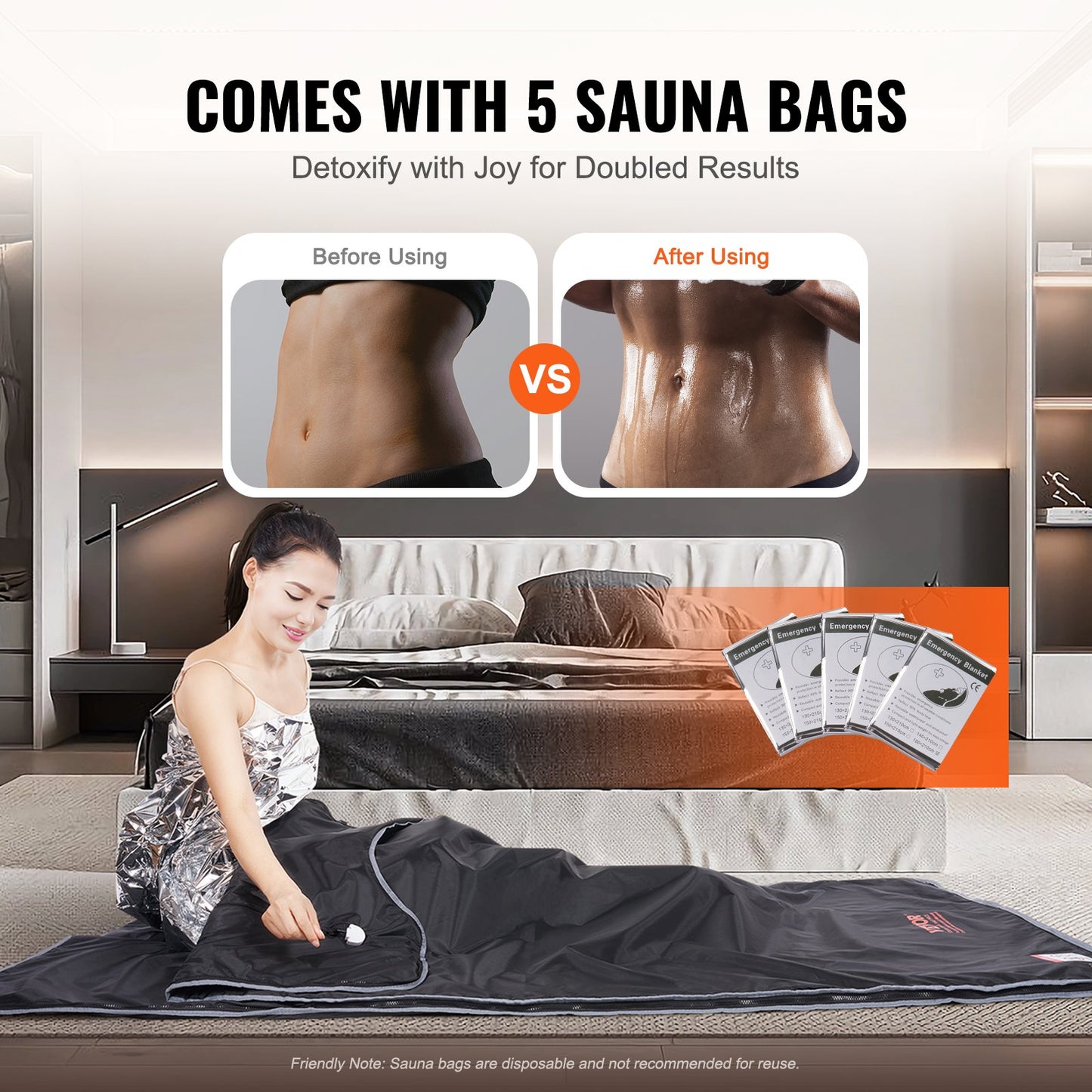 Sauna Blanket for Detoxification, Portable Far Infrared Sauna for Home, Oxford Sauna Bag w/ Arm Holes & V952-HWSNTNJB36764RD8IV3