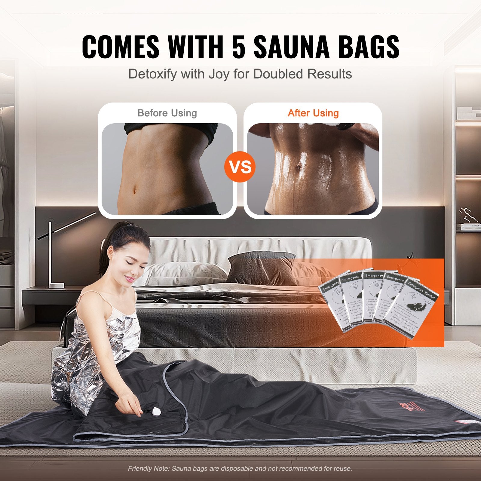 Sauna Blanket for Detoxification, Portable Far Infrared Sauna for Home, Oxford Sauna Bag w/ Arm Holes & V952-HWSNTNJB36764RD8IV3