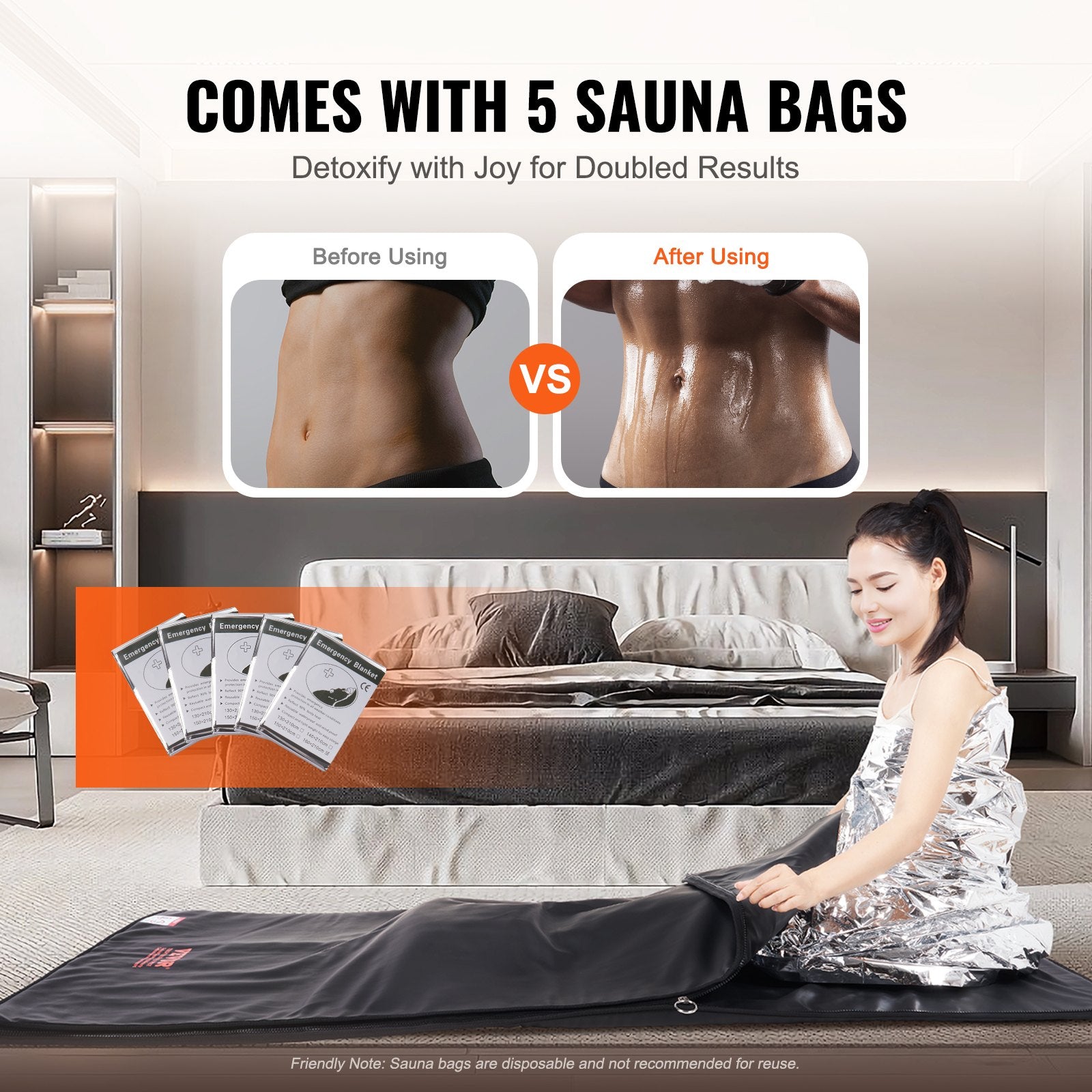 Sauna Blanket for Detoxification, Portable Far Infrared Sauna for Home Relaxation, 1-6 Level Adjustable V952-HWSNTPU7171IISCJYV3