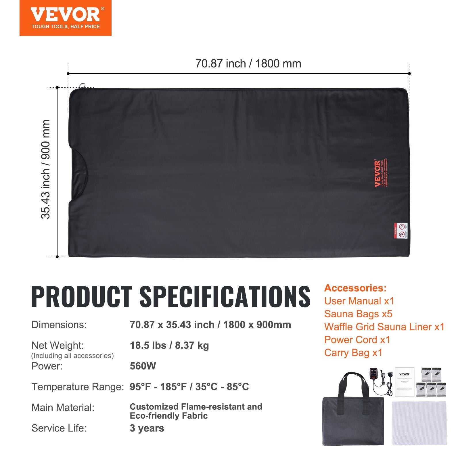 Sauna Blanket for Detoxification, Portable Far Infrared Sauna for Home Relaxation, 1-6 Level Adjustable V952-HWSNTPU7171IISCJYV3