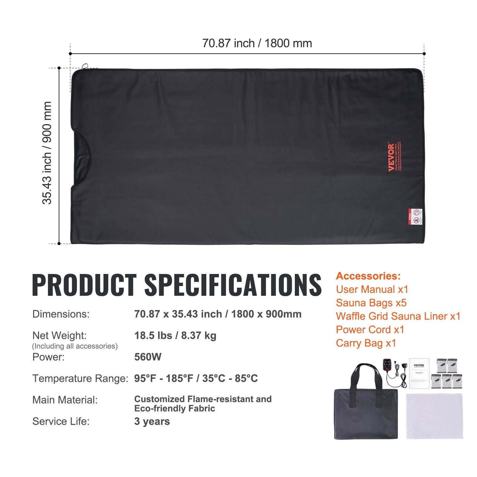 Sauna Blanket for Detoxification, Portable Far Infrared Sauna for Home Relaxation, 1-6 Level Adjustable V952-HWSNTPU7171IISCJYV3