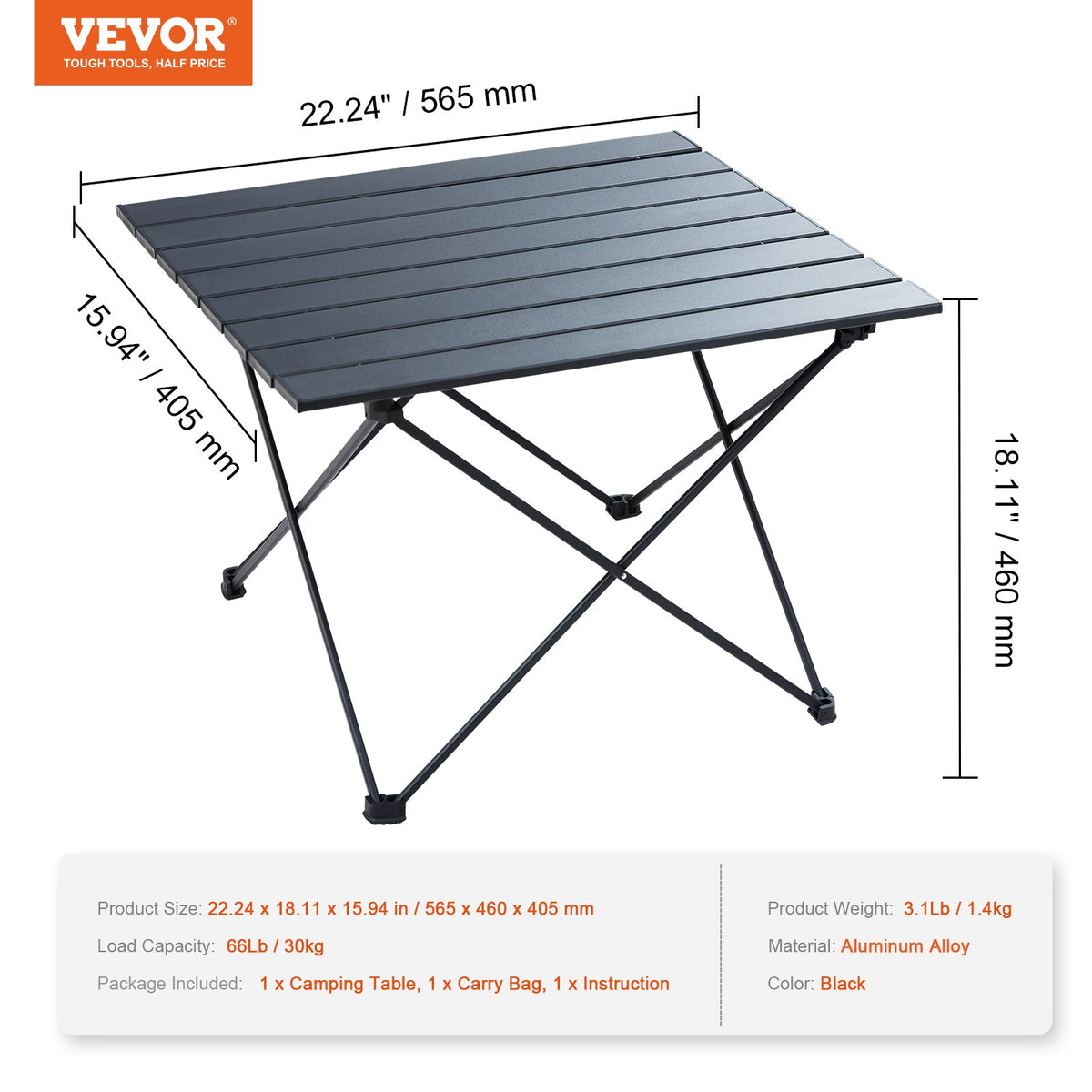 Folding Camping Table, Outdoor Portable Side Tables, Lightweight Fold Up Table, Aluminum Alloy Ultra Compact V952-HWZDBZLB66LBSYSOBV0