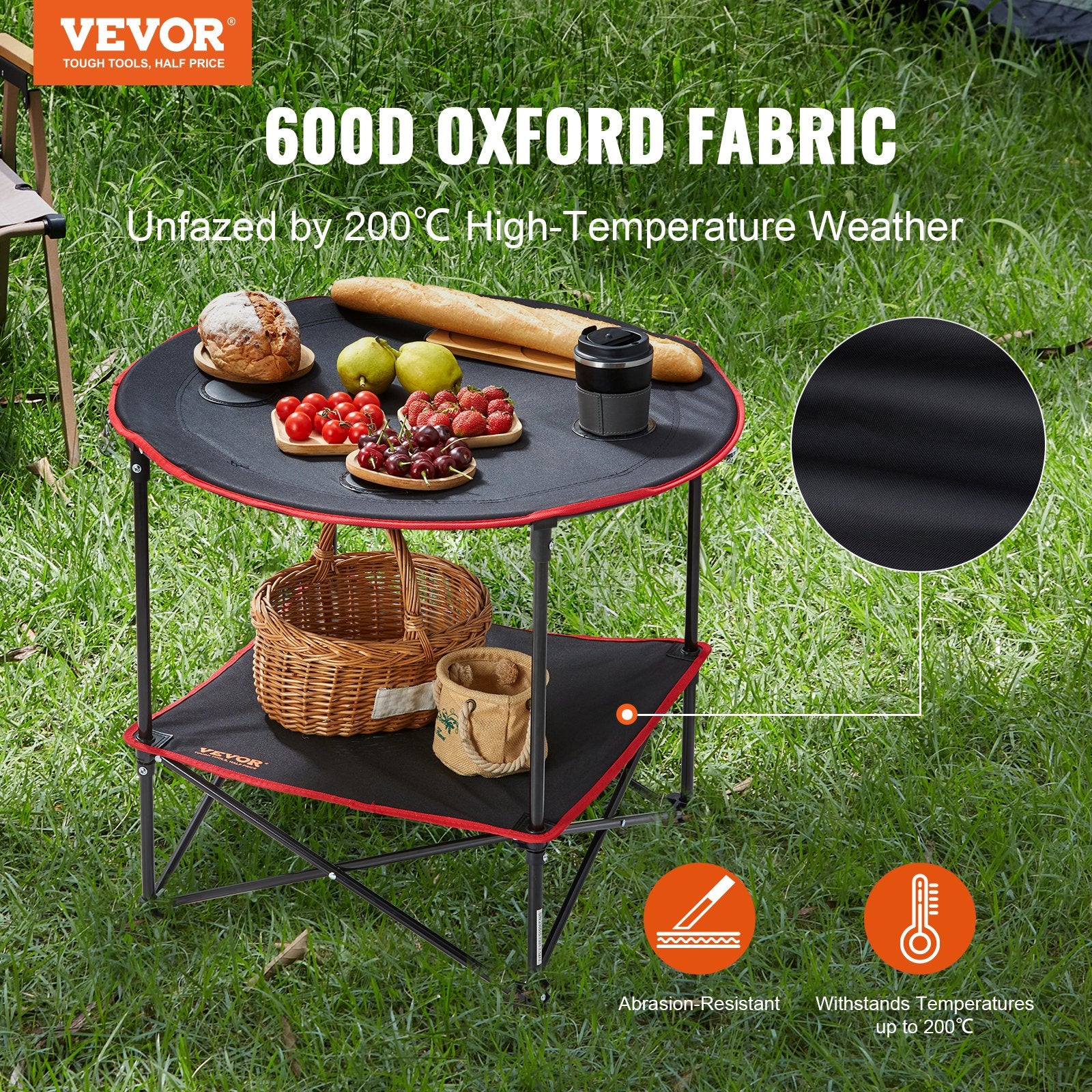 Folding Camping Table, Outdoor Portable Side Tables, Lightweight Fold Up Table, 600D Oxford Fabric & Steel V952-HWZDBZN55LBS4D4TOV0