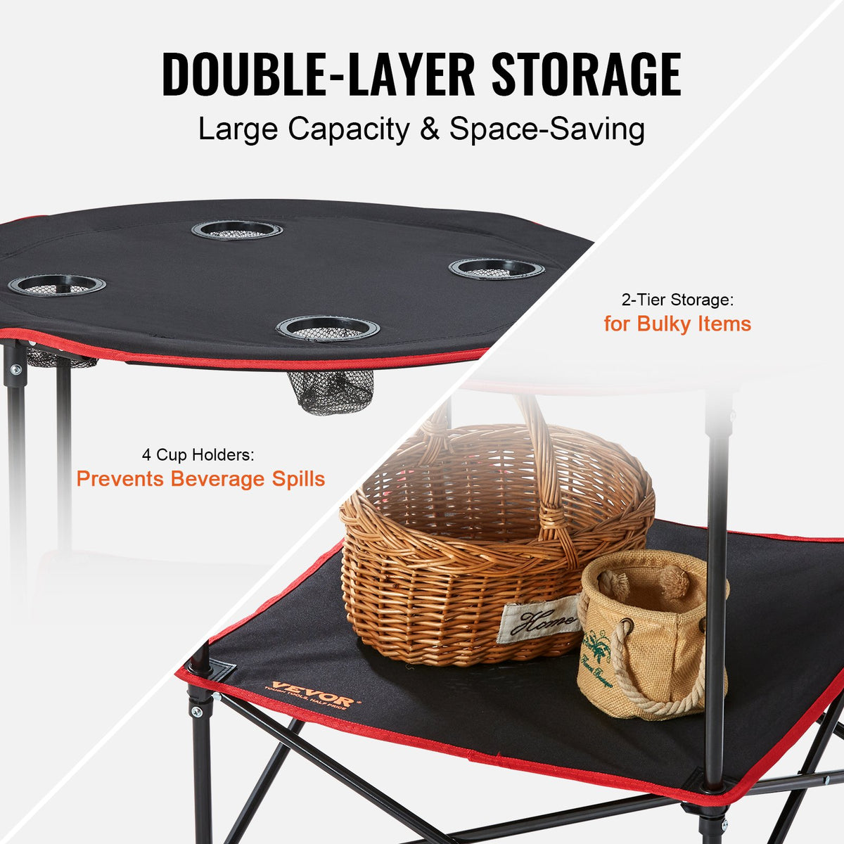 Folding Camping Table, Outdoor Portable Side Tables, Lightweight Fold Up Table, 600D Oxford Fabric & Steel V952-HWZDBZN55LBS4D4TOV0