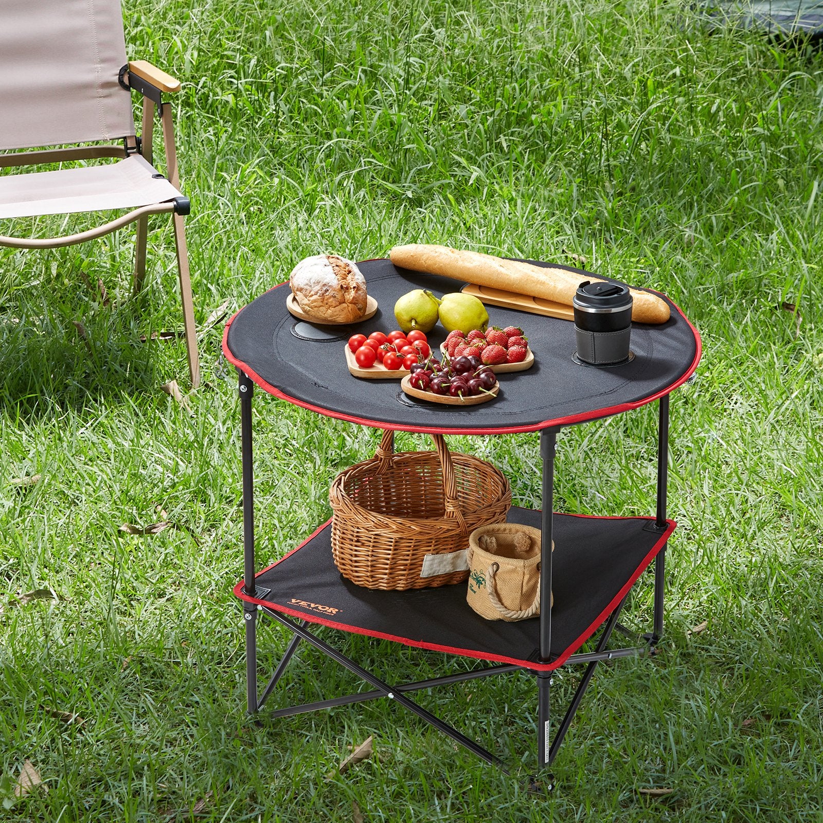 Folding Camping Table, Outdoor Portable Side Tables, Lightweight Fold Up Table, 600D Oxford Fabric & Steel V952-HWZDBZN55LBS4D4TOV0