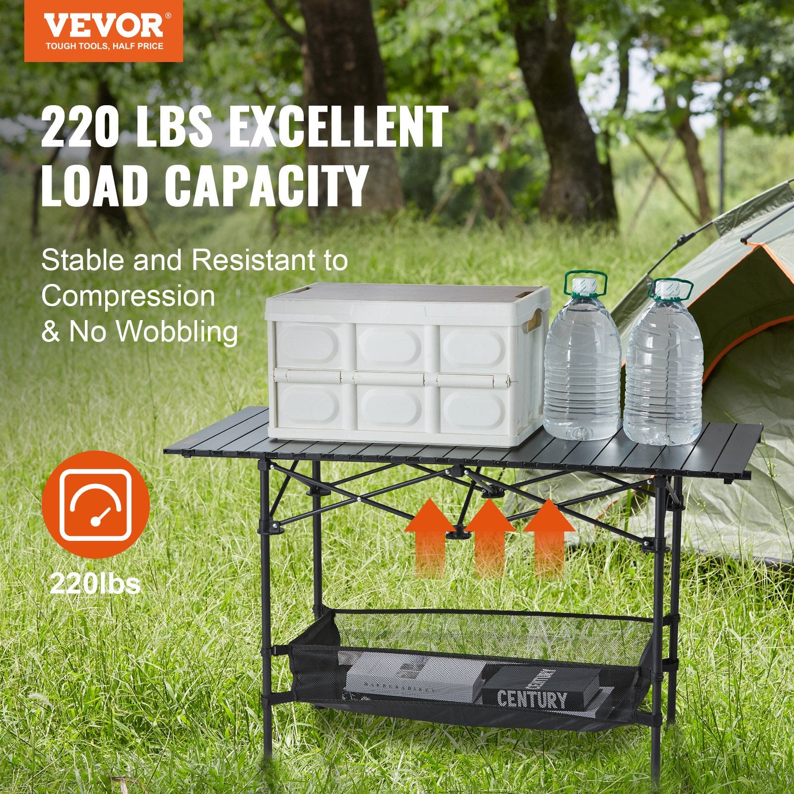 Folding Camping Table, Outdoor Portable Side Tables, Lightweight Fold Up Table, Aluminum & Steel Ultra V952-HWZDCZL200LBS0UE8V0