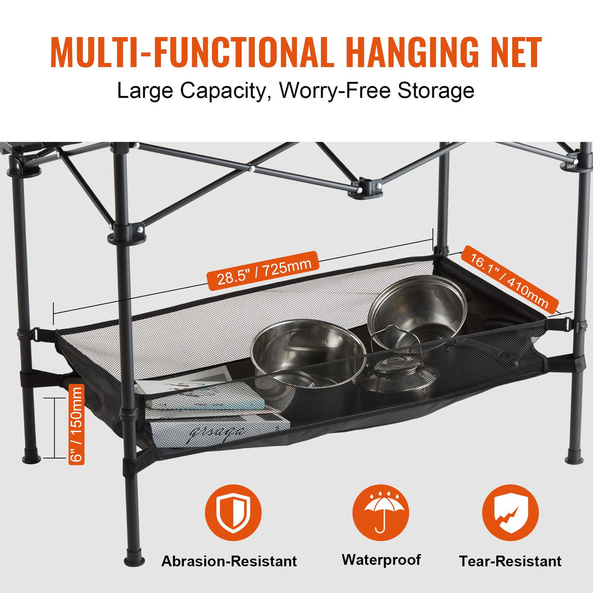 Folding Camping Table, Outdoor Portable Side Tables, Lightweight Fold Up Table, Aluminum & Steel Ultra V952-HWZDCZL200LBS0UE8V0