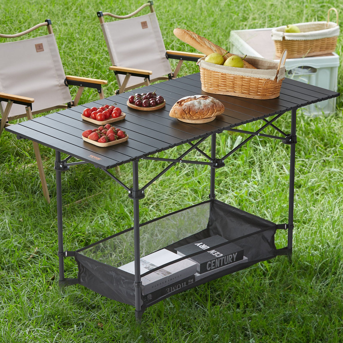 Folding Camping Table, Outdoor Portable Side Tables, Lightweight Fold Up Table, Aluminum & Steel Ultra V952-HWZDCZL200LBS0UE8V0