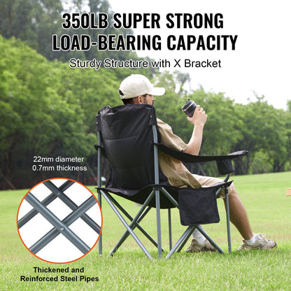 Camping Folding Chair for Adults, Portable Heavy Duty Outdoor Quad Lumbar Back Padded Arm Chairs with Side V952-HWZDYCY450LBSFODNV0