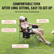 Camping Folding Chair for Adults, Portable Heavy Duty Outdoor Quad Lumbar Back Padded Arm Chairs with Side V952-HWZDYCY450LBSFODNV0