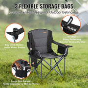Camping Folding Chair for Adults, Portable Heavy Duty Outdoor Quad Lumbar Back Padded Arm Chairs with Side V952-HWZDYCY450LBSFODNV0