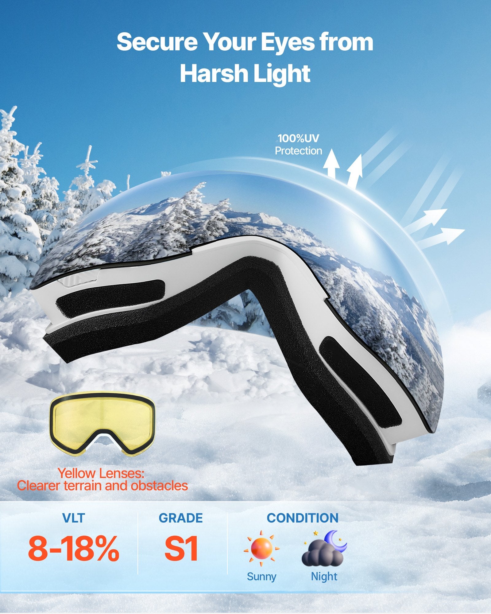 Frameless Ski Goggles, Magnet Cylindrical Lens with Pink Revo Coating, OTG Anti fog Snow Goggles for Men V952-HXJWKBSDCXHJ4LNEU001V0
