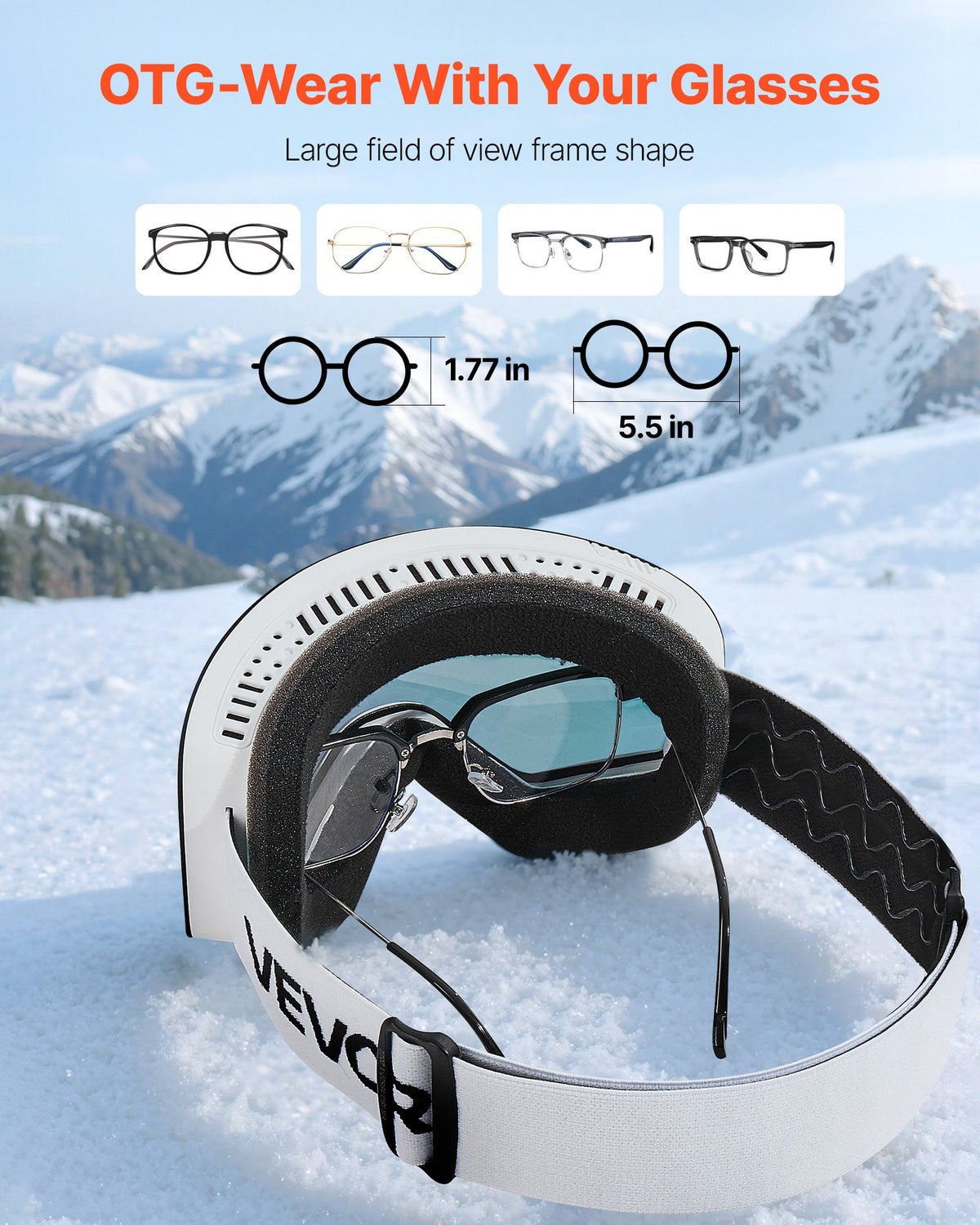 Frameless Ski Goggles, Magnet Cylindrical Lens with Pink Revo Coating, OTG Anti fog Snow Goggles for Men V952-HXJWKBSDCXHJ4LNEU001V0