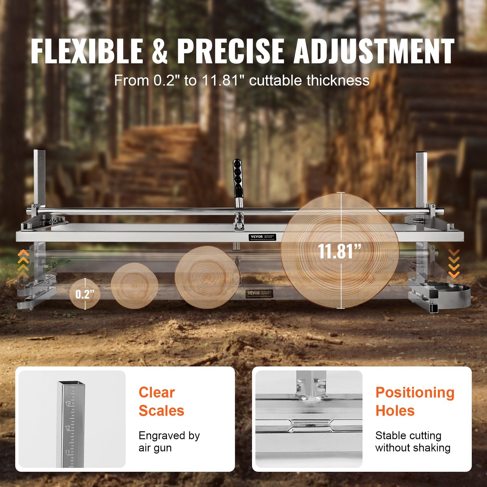 Chainsaw Mill, Portable Sawmill 14"-48" Guide Bar, Galvanized Steel Chainsaw Planking Mill with 0.2"-11.81" V952-HXQGLJZJLMDGKDA5DV0