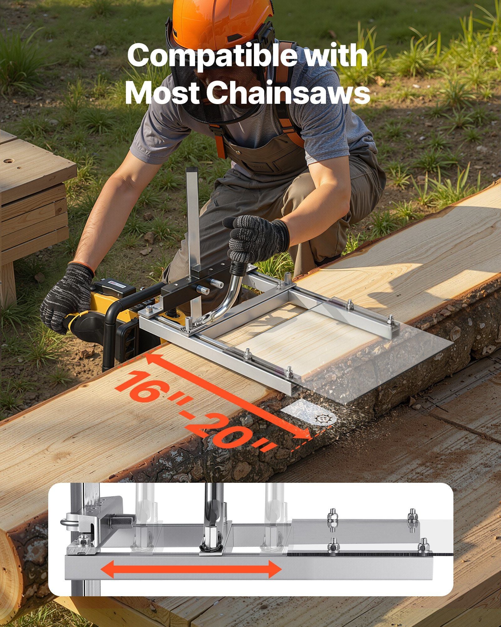 Chainsaw Mill, Portable Sawmill Fits 41-51 cm Planking Milling Bar, Lumber Cross Cutting Guide Chain Saw with V952-HXQGZJ16INCHT3S43001V0