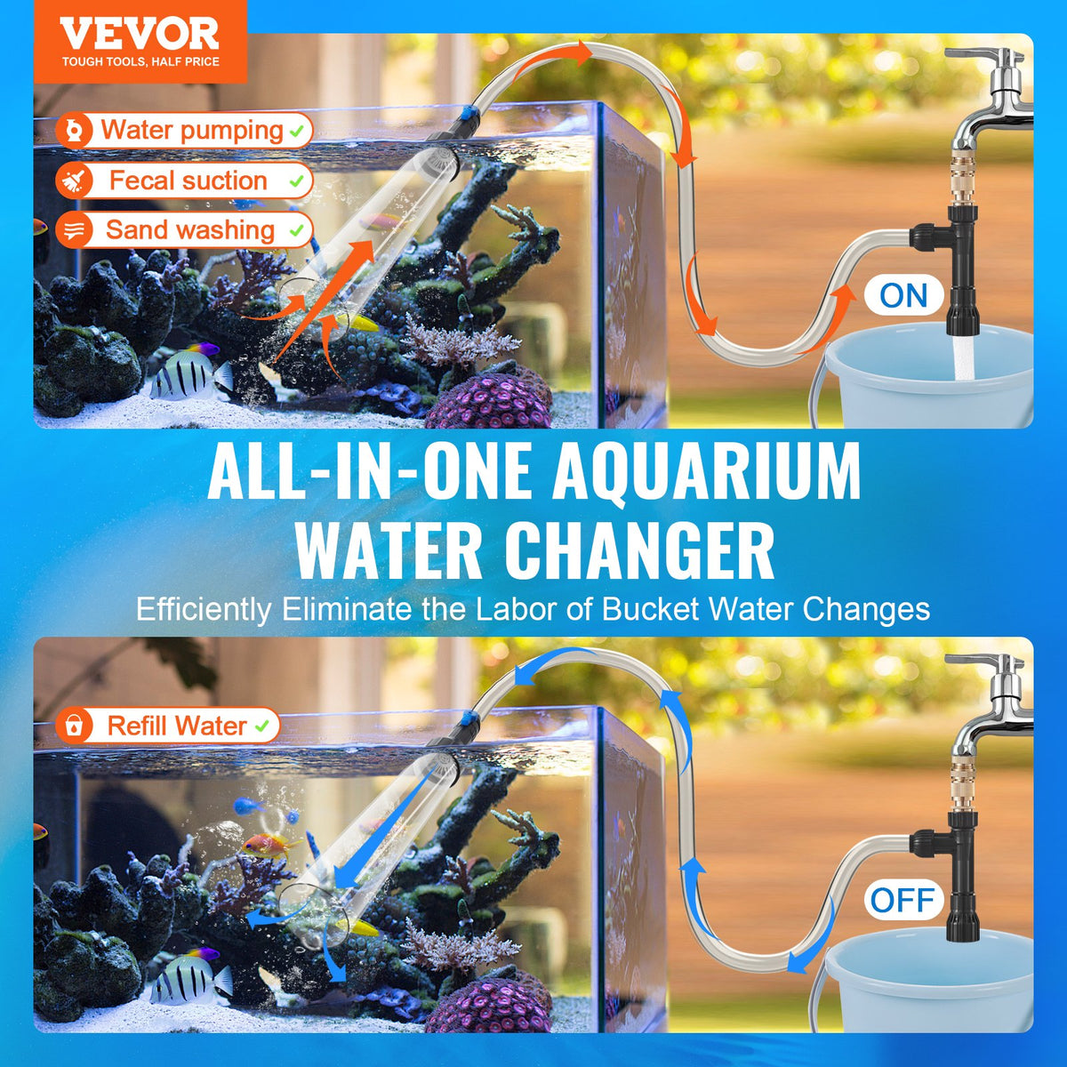 Aquarium Vacuum Gravel Cleaner, 50 ft PVC Hose Fish Tank Vacuum Gravel Cleaner, Siphon Fish Tank Cleaner V952-HXSHSQ49YCKLUONBWV0