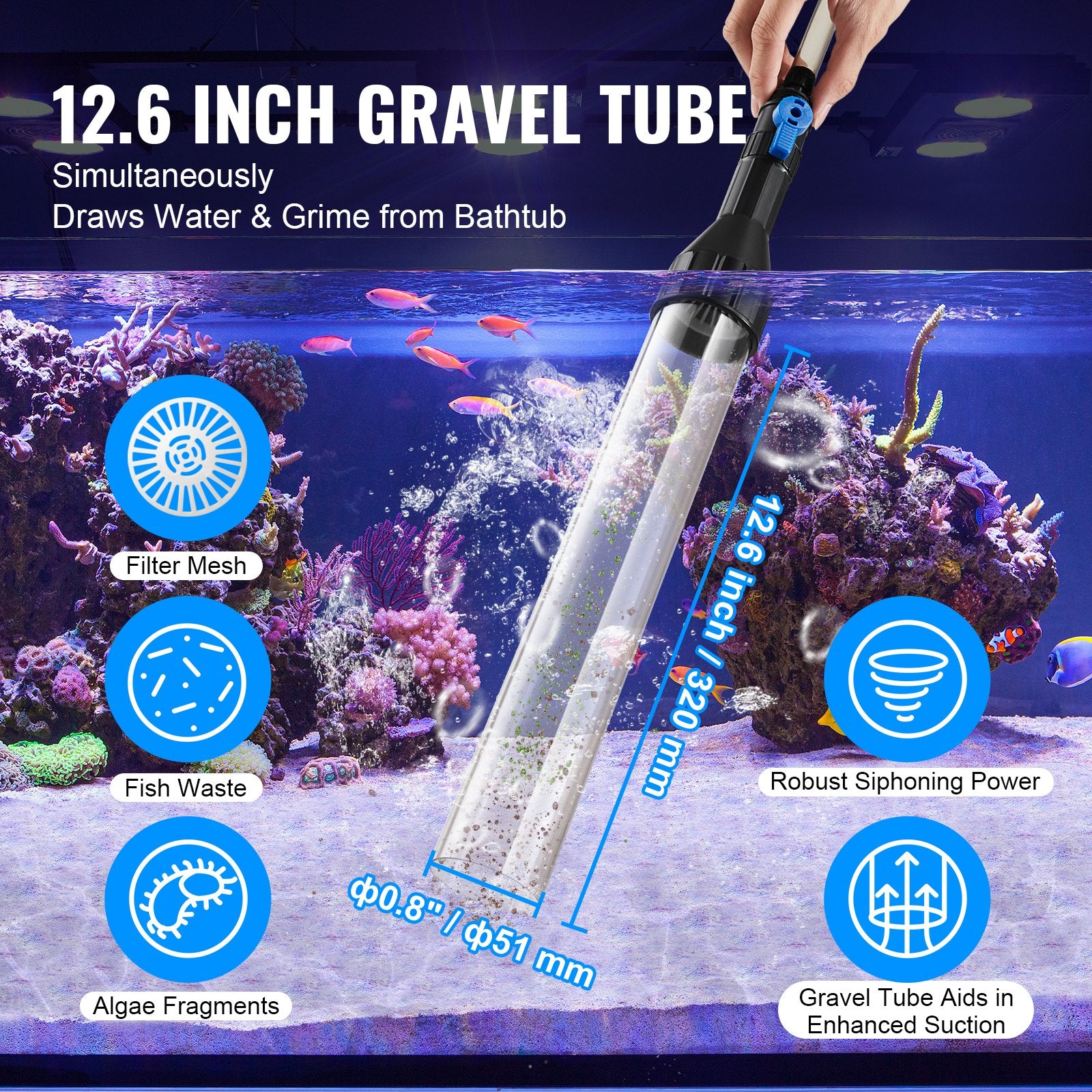 Aquarium Vacuum Gravel Cleaner, 50 ft PVC Hose Fish Tank Vacuum Gravel Cleaner, Siphon Fish Tank Cleaner V952-HXSHSQ49YCKLUONBWV0
