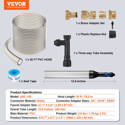Aquarium Vacuum Gravel Cleaner, 50 ft PVC Hose Fish Tank Vacuum Gravel Cleaner, Siphon Fish Tank Cleaner V952-HXSHSQ49YCKLUONBWV0