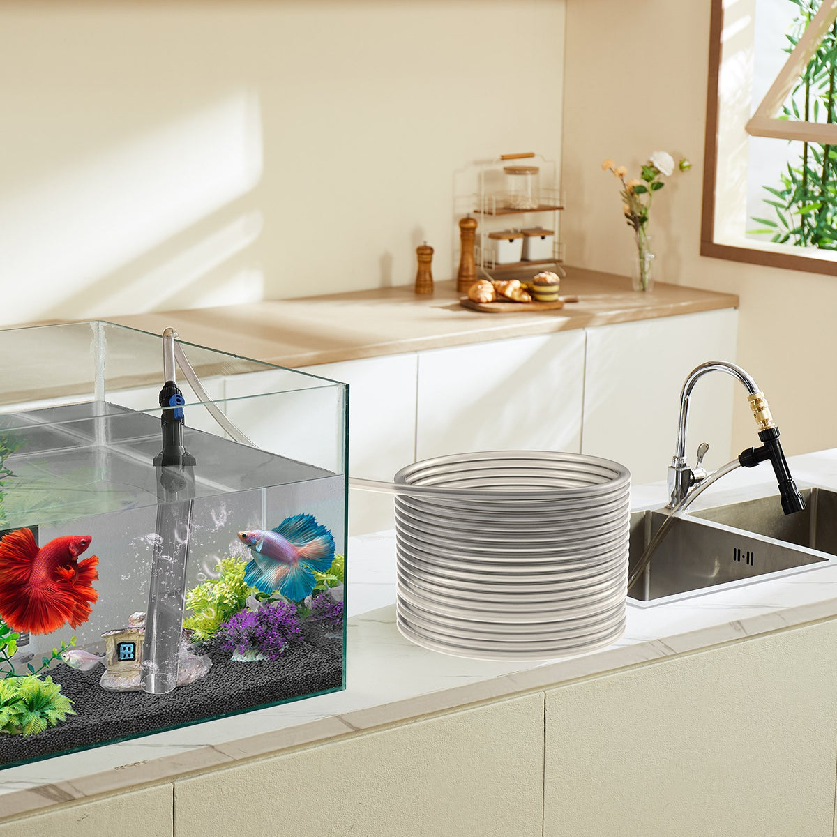 Aquarium Vacuum Gravel Cleaner, 50 ft PVC Hose Fish Tank Vacuum Gravel Cleaner, Siphon Fish Tank Cleaner V952-HXSHSQ49YCKLUONBWV0