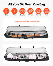 Ski Roller Bag, Up to 74.8 in/190 cm, Padded Snowboard Bag with Wheels for Air Travel, 600D Waterproof Oxford V952-HXYJBXBB190C26CMJ001V0