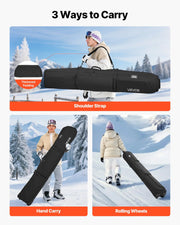 Ski Roller Bag, Up to 74.8 in/190 cm, Padded Snowboard Bag with Wheels for Air Travel, 600D Waterproof Oxford V952-HXYJBXBB190C26CMJ001V0