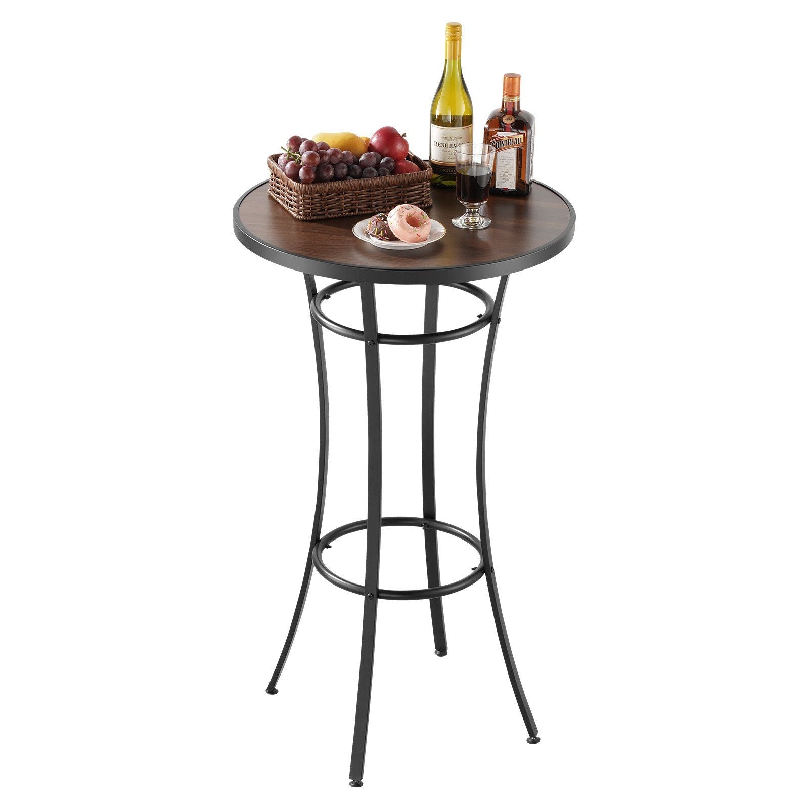 Outdoor Round Bar Table, 60 cm Counter Bar Height Bistro Table, Patio Dining Tables with Easy-to-Clean Top & V952-HXZCLTJBZYX2Z6Y3K001V0