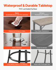 Outdoor Round Bar Table, 60 cm Counter Bar Height Bistro Table, Patio Dining Tables with Easy-to-Clean Top & V952-HXZCLTJBZYX2Z6Y3K001V0