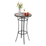 Outdoor Round Bar Table, 60 cm Counter Bar Height Bistro Table, Patio Dining Tables with Easy-to-Clean Top & V952-HXZCLTJBZYX2Z6Y3K001V0