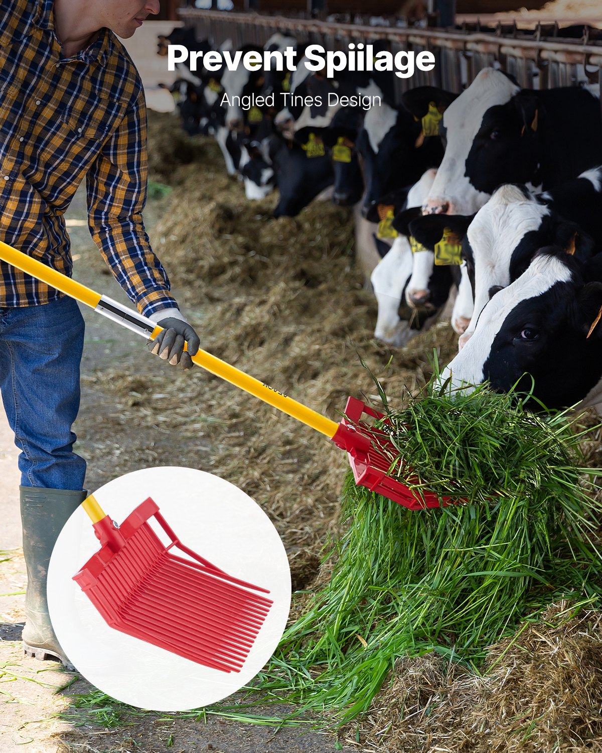 Horse Manure Fork Garden Tool 18 Tine Plastic Pitchfork Muck Rake for Hay V952-HYCBXDBGCC1JE7VBW001V0