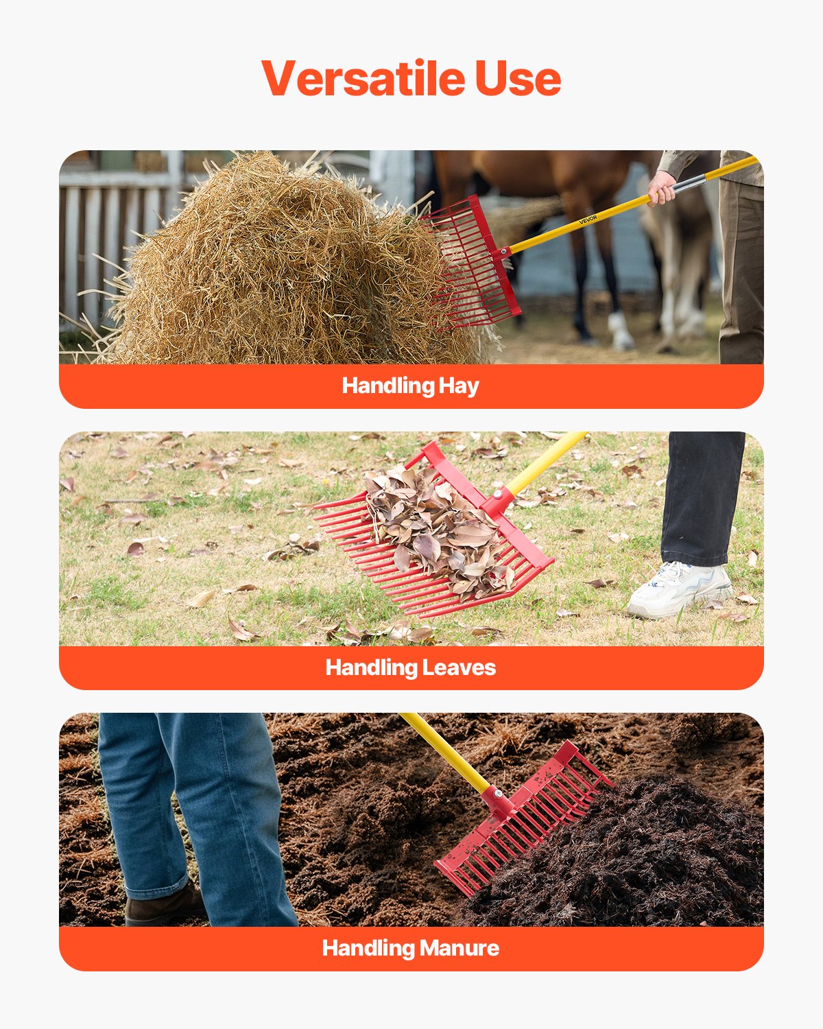 Horse Manure Fork Garden Tool 18 Tine Plastic Pitchfork Muck Rake for Hay V952-HYCBXDBGCC1JE7VBW001V0